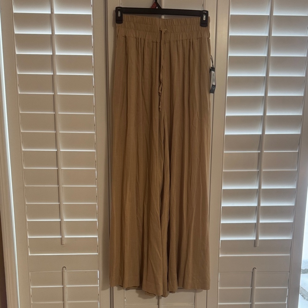 Savvi, Large, Khaki Wide-Leg Pants
